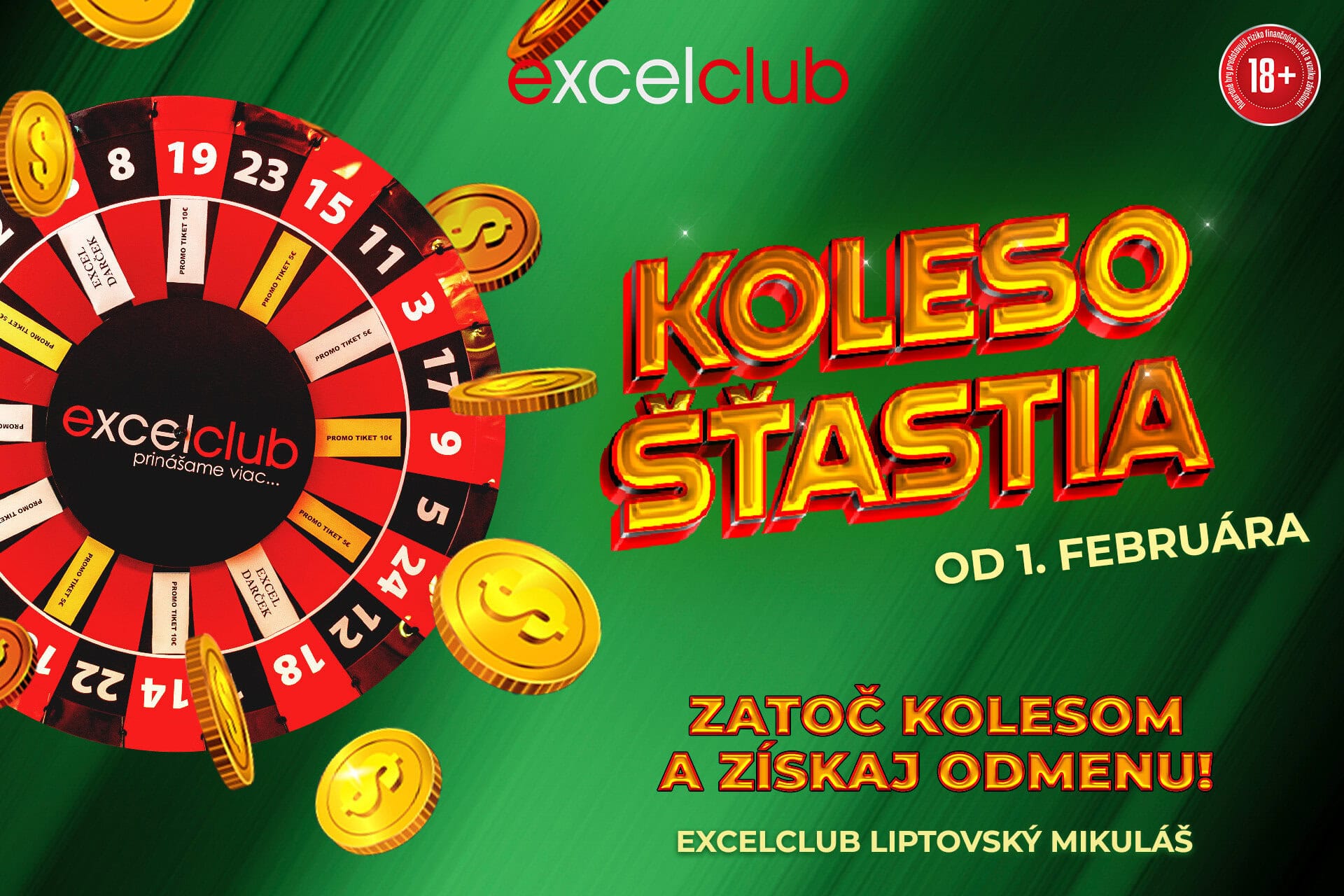 koleso šťastia excelclub Liptovský mikuláš celý február