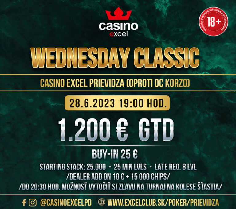 wednesday classic 28.6.2023 casino excel Prievidza 1.200 € gtd