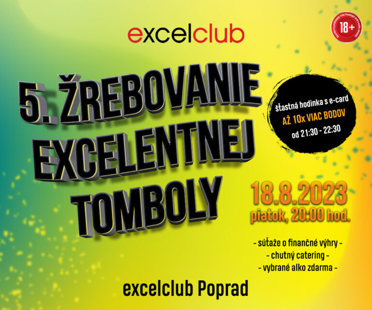 5. ŽREBOVANIE EXCELENTNEJ TOMBOLY 18.8.2023 excelclub Poprad