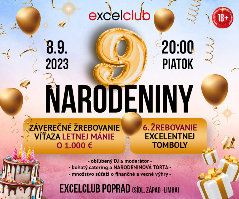 9. NARODENINY 8.9.2023 excelclub Poprad