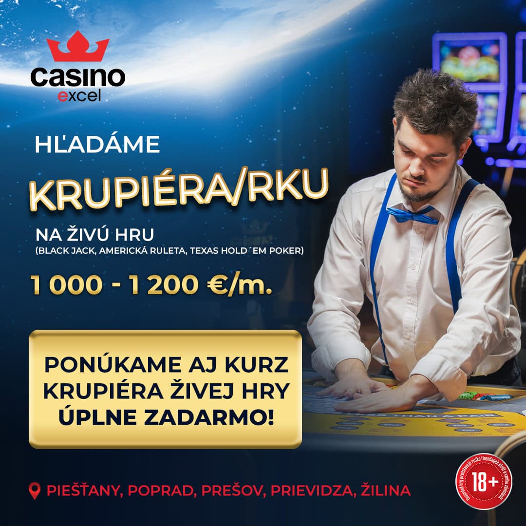 Hľadáme KRUPIÉRA NA ŽIVÚ HRU do kasín excel